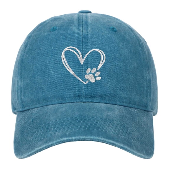 WMNTST Unisex Baseball Caps Washed Cap Heart Embroidery Curved Brim Outdoor Everyday Adjustable Hats