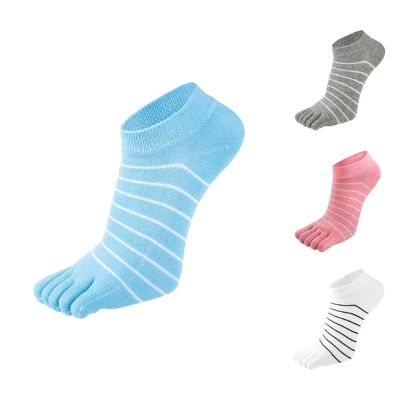 WMNTST Unisex Socks Five-toe Socks Striped Low-Cut Socks Soft Breathable Classic Minimalist Home Wear Hosiery