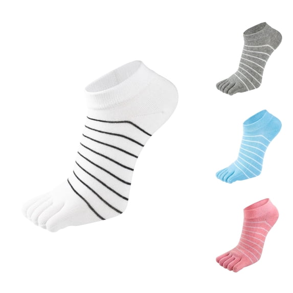 WMNTST Unisex Socks Five-toe Socks Striped Low-Cut Socks Soft Breathable Classic Minimalist Home Wear Hosiery