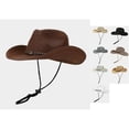 thumbnail image 1 of WMNTST Unisex Sun Hat Spring And Summer Wide Brimmed Adjustable Chin Strap Straw Hat Western Cowboy Style Headwear, 1 of 3