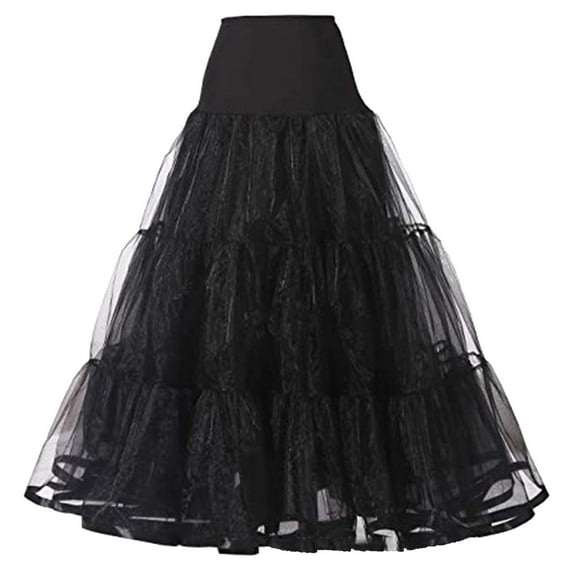 WMNTST Women's A-Line Skirt Wedding Mesh Ruffled Liner Solid Color Long Layering Piece Bridal Formal Dress Accessory