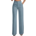 thumbnail image 1 of WMNTST Women's Dress Pants Straight-Leg High Waisted Summer Business Trousers Solid Color Regular Fit Office Workwear, 1 of 4
