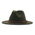 thumbnail image 1 of WMNTST Women's Fedora Hat Wide Brim Fall Sun Hat Belted Soft Classic Business Casual Travel Headwear, Army Green, 1 of 1