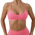 thumbnail image 1 of WMNTST Women's Ruched Sports Bras Spaghetti Straps Wireless Yoga Bra Soft Supportive Lift Outdoor Running Fitness Bras, 1 of 9