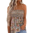 thumbnail image 1 of WMNTST Women's Ruffled Tube Top Backless Summer Sleeveless Tees Graphic Print Slim Fit Boho Style Beach Vacation Camisole, 1 of 4
