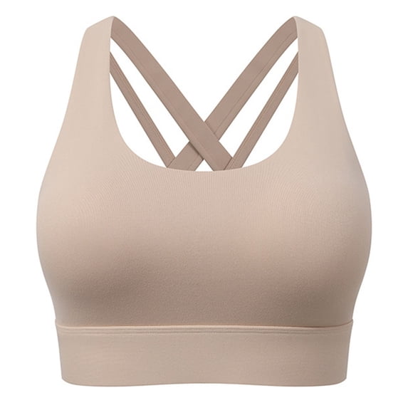 WMNTST Women's Sports Bras Crisscross Back Wireless Breathable Yoga Bra Full Coverage Minimalist Running Workout Bras