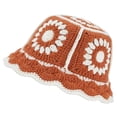 thumbnail image 1 of WMNTST Womens Bucket Hats Wide Brim Color Blocked Knitted Hat Hollow Breathable Daily Fisherman Hat, 1 of 3