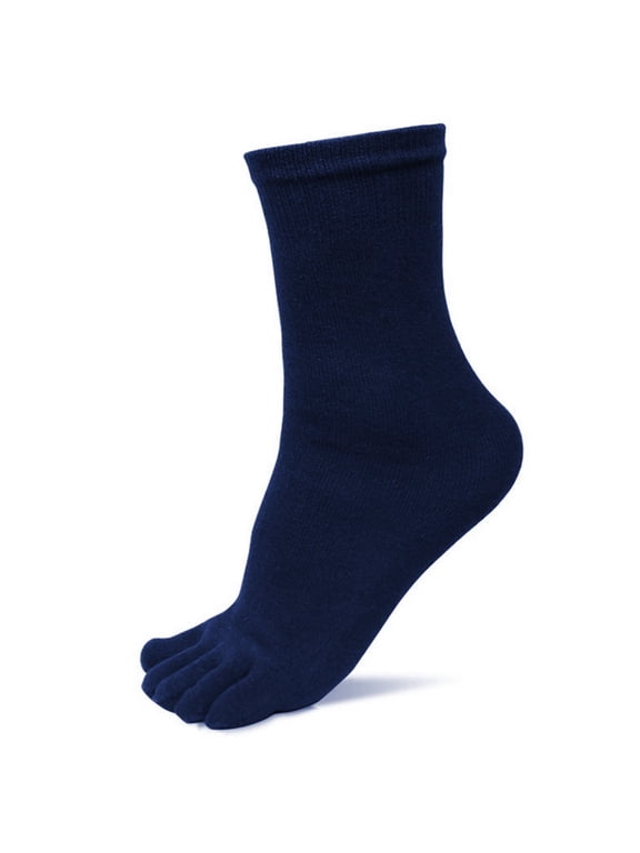 Womens Crew Socks 5 Pairs Sports Running Five Finger Toe Sock Elastic Solid Color Relaxation Socks