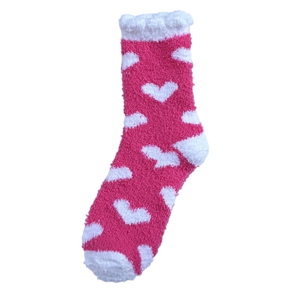 WMNTST Womens Crew Socks Print Winter Thermal Warm Sleeping Socks Holiday Comfort Coral Fuzzy Hosiery