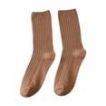 thumbnail image 1 of WMNTST Womens Crew Socks Ribbed Stacked Hosiery Double Needle Knit Solid Color Casual Retro Daily Socks, 1 of 3