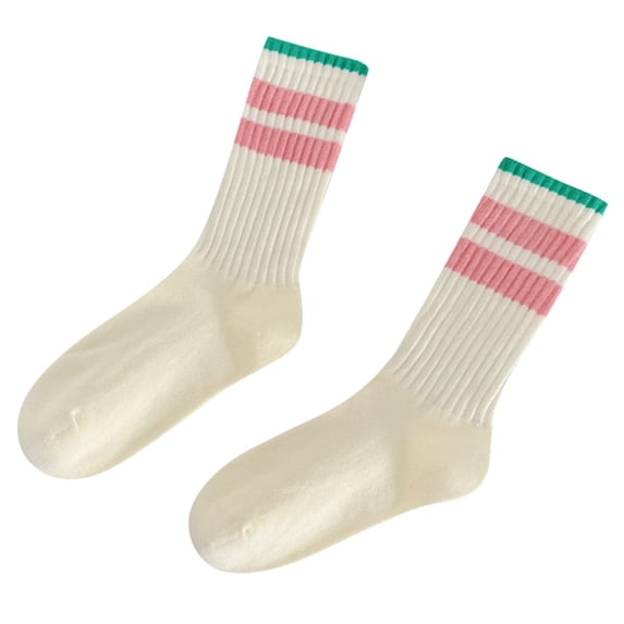 WMNTST Womens Crew Socks Ribbed Striped Socks Stylish Comfortable Cozy Breathable Everyday Wear Sock