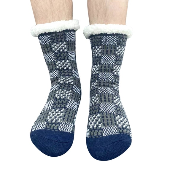 WMNTST Womens Fuzzy Socks Plaid Print Winter Slipper Socks Cozy Warm Soft Comfortable Thick Home Socks