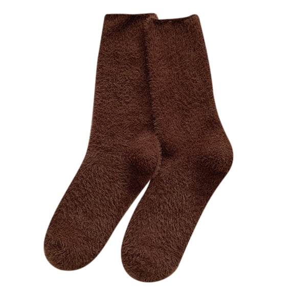 WMNTST Womens Fuzzy Socks Winter Solid Color Velvet Thickened Hosiery Comfort Sleep Home Sock Slippers