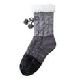 thumbnail image 1 of WMNTST Womens Fuzzy Socks With Grips Color Block Textured Crew Sock With Cute Pompoms Cozy Winter Socks, 1 of 5