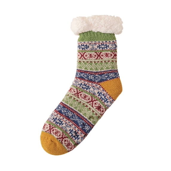 WMNTST Womens Fuzzy Socks With Grips Ethnic Geometric Winter Thermal Crew Socks Cold Weather Home Sock