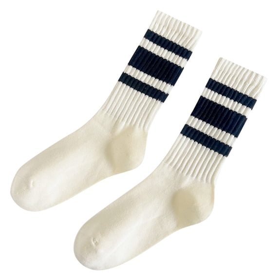 WMNTST Womens Ribbed Crew Socks Striped Socks Stylish Cozy Lightweight Breathable Daily Activities Sock