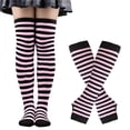 thumbnail image 1 of WMNTST Womens Thigh High Stockings Striped Socks And Matching Arm Sleeves Warm Thermal Winter Knit Sock, 1 of 3