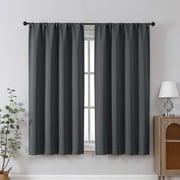 Chyhomenyc Grey Short Curtains 36 Inch Length, Light Filtering Thermal Insulated Small Curtain Half Window Curtains for Kitchen Basement Cabinet Camper RV Bunk, 2 PCS, Each 26"Wx36"L