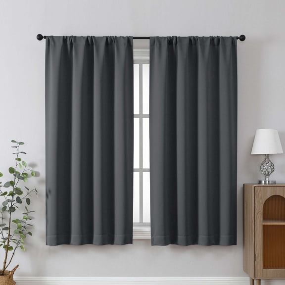 Chyhomenyc Grey Short Blackout Curtains 36 Inch Length, Thermal Insulated Small Curtain Half Window Curtains for Kitchen Basement Cabinet Camper RV Bunk, 2 PCS, Each 26"Wx36"L