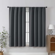 Chyhomenyc Grey Blackout Curtains 63 Inches Long, Thermal Insulated Energy Saving Solid Soft Privacy Rod Pocket Window Curtains for Living Room Bedroom, Each 40