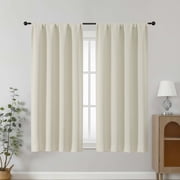 Chyhomenyc Natural Blackout Curtains 63 Inches Long, Thermal Insulated Energy Saving Neutral Solid Soft Privacy Rod Pocket Window Curtains for Living Room Bedroom, Each 40Wx63L Inch, 2 Panels