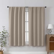 Chyhomenyc Stone Beige Blackout Curtains 63 Inches Long, Thermal Insulated Energy Saving Solid Soft Privacy Rod Pocket Window Curtains for Living Room Bedroom, 