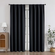 Chyhomenyc Black Blackout Curtains 72 Inches Long, Thermal Insulated Energy Saving Solid Soft Privacy Rod Pocket Window Curtains for Living Room Bedroom, Each 40Wx72L Inch, 2 Panels