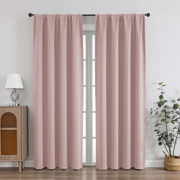 Chyhomenyc Blush Pink Curtains 72 Inches Long, Light Filtering Thermal Insulated Energy Saving Solid Soft Privacy Rod Pocket Window Curtains for Living Room Girls Bedroom, Each 40Wx72L Inch, 2 Panels