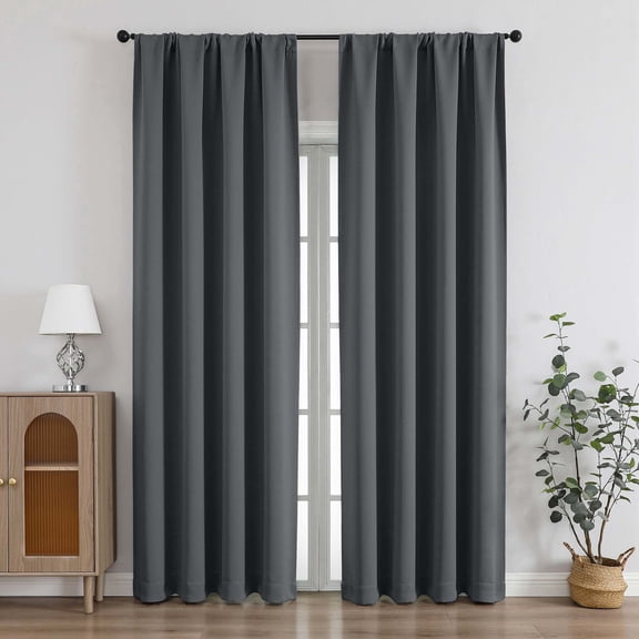 Chyhomenyc Grey Blackout Curtains 84 Inches Long, Thermal Insulated Energy Saving Solid Soft Privacy Rod Pocket Window Curtains for Living Room Bedroom, Each 40Wx84L Inch, 2 Panels