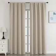 OVZME 84 Inch Long Blackout Curtains for Bedroom - Thermal Insulated Rod Pocket Drapes, Room Darkening Biscotti Beige Curtains for Living Room, 40x84, Set of 2,