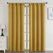 OVZME 2 Panels Bright Gold Blackout Curtains 84 inch Length, Thermal Insulated Room Darkening Curtain Drapes for Living Room Bedroom, W40 x L84 inch, Set of 2, 
