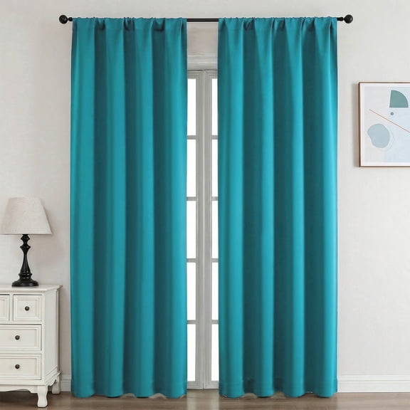 OVZME 2 Panels Blackout Curtains 84 inch Length, Thermal Insulated Room Darkening Curtain Drapes for Living Room Bedroom, W40 x L84 inch, Set of 2, Green Teal