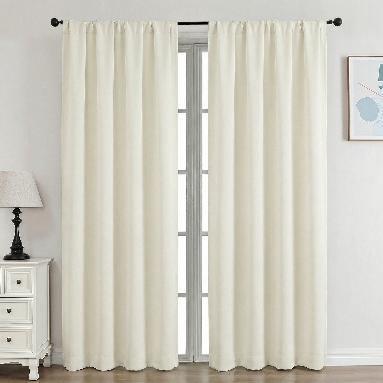 OVZME 2 Panels Ivory Blackout Curtains 84 inch Length, Thermal ...