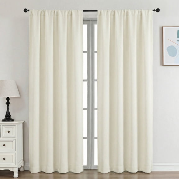 OVZME 2 Panels Ivory Blackout Curtains 84 inch Length, Thermal Insulated Room Darkening Curtain Drapes for Living Room Bedroom, W40 x L84 inch, Set of 2, Ivory