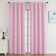 OVZME Pink Blackout Curtains 84 inch Length for Bedroom, Thermal Insulated Rod Pocket Drapes, Room Darkening Pink Curtains for Living Room Girls Room, 40"x84", Set of 2, Pink