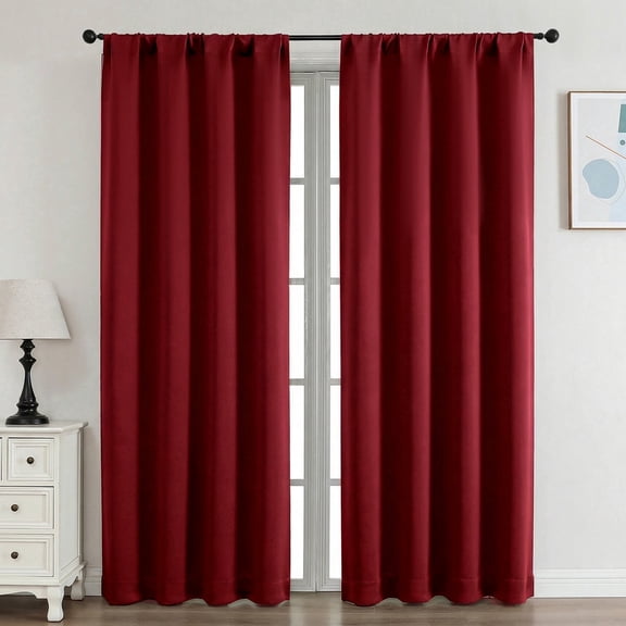 OVZME 2 Panels Red Blackout Curtains 84 inch Length, Thermal Insulated Room Darkening Curtain Drapes for Living Room Bedroom, W40 x L84 inch, Set of 2, Red