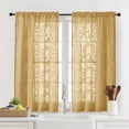 thumbnail image 1 of OVZME Darla Gold Sheer Curtains 45 Inch Length, Jacquard Leaf Light Filtering Short Drapes with Rod Pocket, Farmhouse Style for Cafe/Bedroom/Living Room, 28x45, 2 Panels, 1 of 7