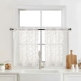 thumbnail image 1 of OVZME Leila Ivory Leaf Sheer Curtains 36" Length, Short Tier Panels for Small Window, Kitchen Bathroom, Each 28"W x 36"L, 2 Panels, Ivory, 1 of 7