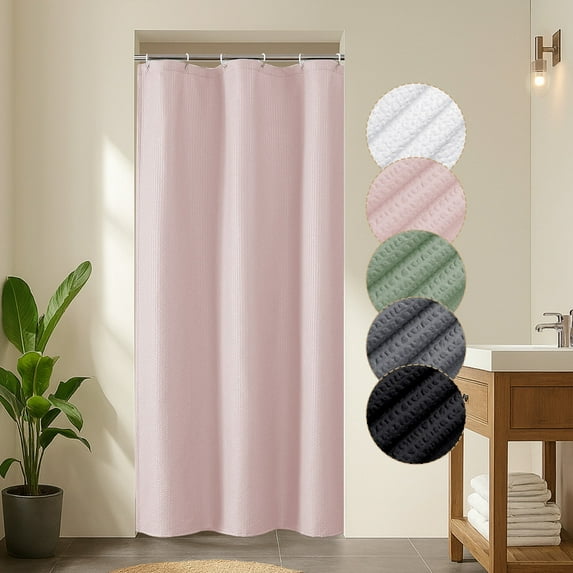 OVZME Leon Blush Pink Narrow Stall Bathroom Fabric Shower Curtain 36x72 inch - 3D Embossed Hotel Spa Curtain, Waterproof Machine Washable Fabric with Advanced Quick Dry, 36"W x 72"H, Blush