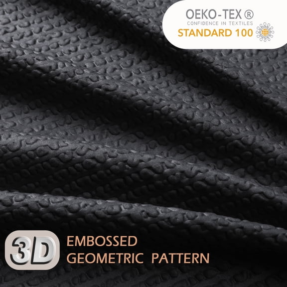 OVZME Leon Black 3D Embossed Fabric Shower Curtain for Bathroom - Soft Textured Fabric, Hotel Style Water Repellent, Modern Farmhouse Decor, Standard Size 72x72 Inches, Black