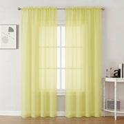 OVZME Lemon Sheer Curtains 84 inch Length 2 Panels Set, Semi Transparent Voile Rod Pocket Window Drapes for Wedding Party Backdrop, 42W x 84L inch Lemon