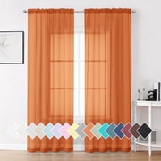 OVZME Orange Sheer Curtains 84 inch Length 2 Panels Set, Semi Transparent Voile Sheer Window Drapes for Bedroom Living Room dining Wedding Party Backdrop, Each 42W x 84L inch