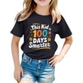 thumbnail image 1 of WMQPNNS 100 Days of School Shirt for Boys Girls Girls Short Sleeve Tops Size 10-12 Casual Short Sleeve Crewneck Tops Graphic Tees Spring Summer Outfits(Size 2-3 Years,Black), 1 of 4