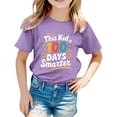 thumbnail image 1 of WMQPNNS 100 Days of School Shirt for Boys Girls Girls Short Sleeve Tops Size 14-16 Casual Short Sleeve Crewneck Tops Graphic Tees Spring Summer Outfits(Size 4-5 Years,Purple), 1 of 4