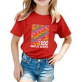 thumbnail image 1 of WMQPNNS 100 Days of School Shirt Unisex Kids Girls T Shirts Size 14-16 Short Sleeve Crewneck Casual Tops Cute Graphic Tees Toddler Kids Outfits(Size 10-11 Years,Red), 1 of 4