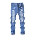 thumbnail image 1 of WMQPNNS Boy's Ripped Jeans Straight Fit Pants Boys Denim Pants 2t Distressed Fashion Denim Pants Stretch Fashion Jeans Pants Casual Streetwear(Size 13-14 Years, J-Sky Blue), 1 of 9