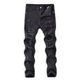 thumbnail image 1 of WMQPNNS Boy's Ripped Jeans Straight Fit Pants Boys Jeans Pants Size 12 Distressed Fashion Denim Pants Stretch Fashion Jeans Pants Casual Streetwear(Size 7-8 Years, H-Black), 1 of 9