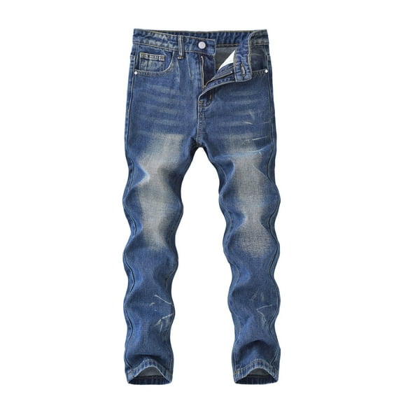 WMQPNNS Boy's Ripped Jeans Straight Fit Pants Boys Jeans Size 18 Distressed Fashion Denim Pants Stretch Fashion Jeans Pants Casual Streetwear(Size 5-6 Years, G-Light Blue)