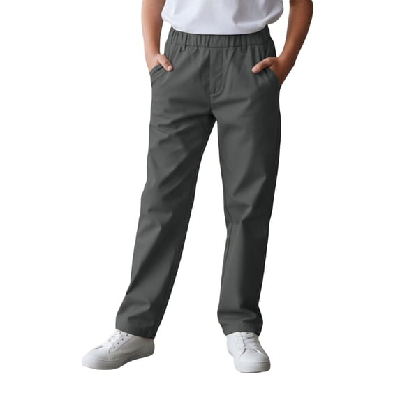 WMQPNNS Boy's Straight Leg Pants Pull On Chino Pants Casual Trousers Pants for Boys 14-16 Kids School Clothes with Pockets, Size 8-9 Years,Dark Gray