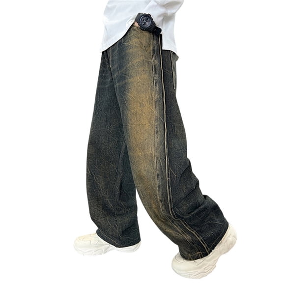 WMQPNNS Boys Baggy Jeans for Kids Pants for Boys Size 7 Teen Casual Straight Wide Leg Cargo Jeans Y2K Loose Elastic Waist Denim Pants with Pockets(Size 4-5 Years, Multicolour-E)